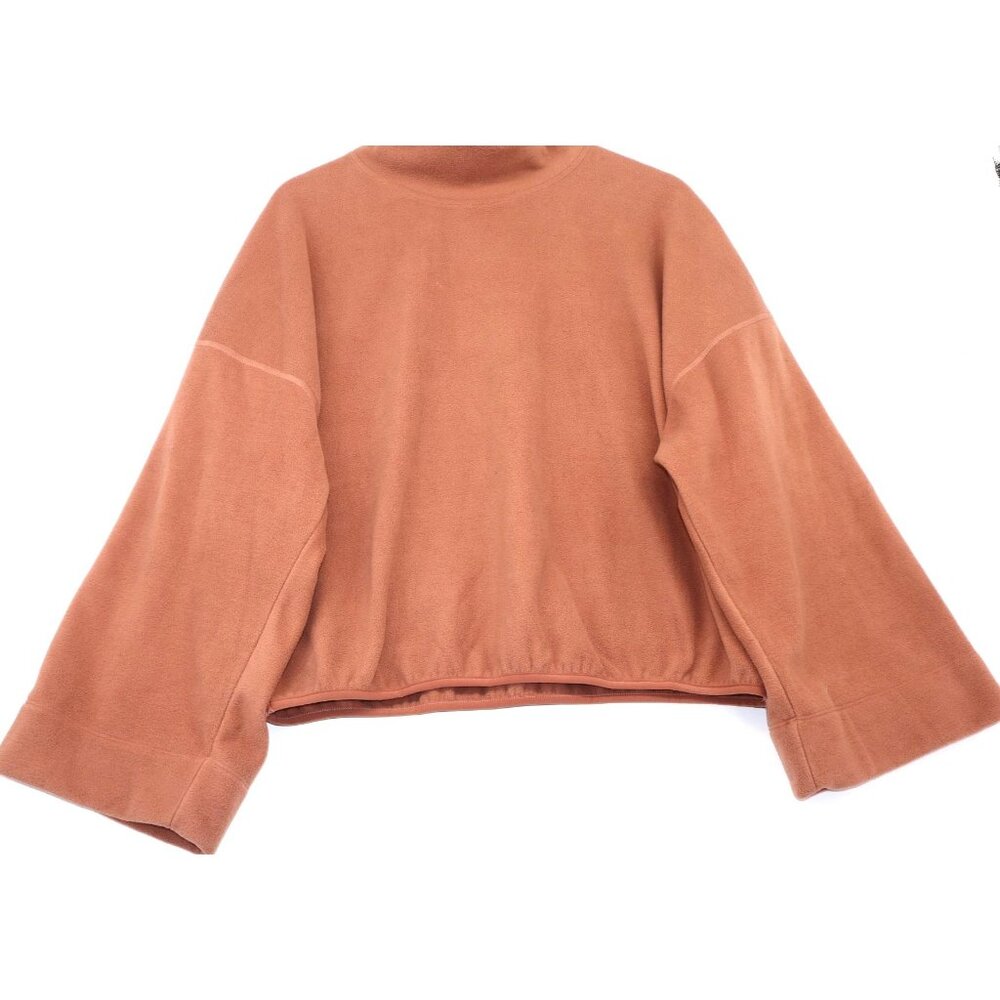 Beyond Yoga XL Womens Rust Fleece Turtleneck Pullover Oversized Sleeves USA Made